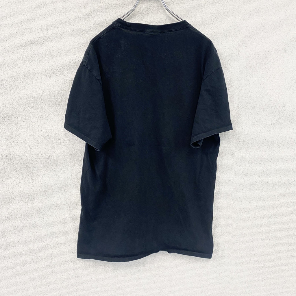 PORT&COMPANY　半袖プリントイラストTシャツ　KING　黒　ブラック　Lサイズ　古着