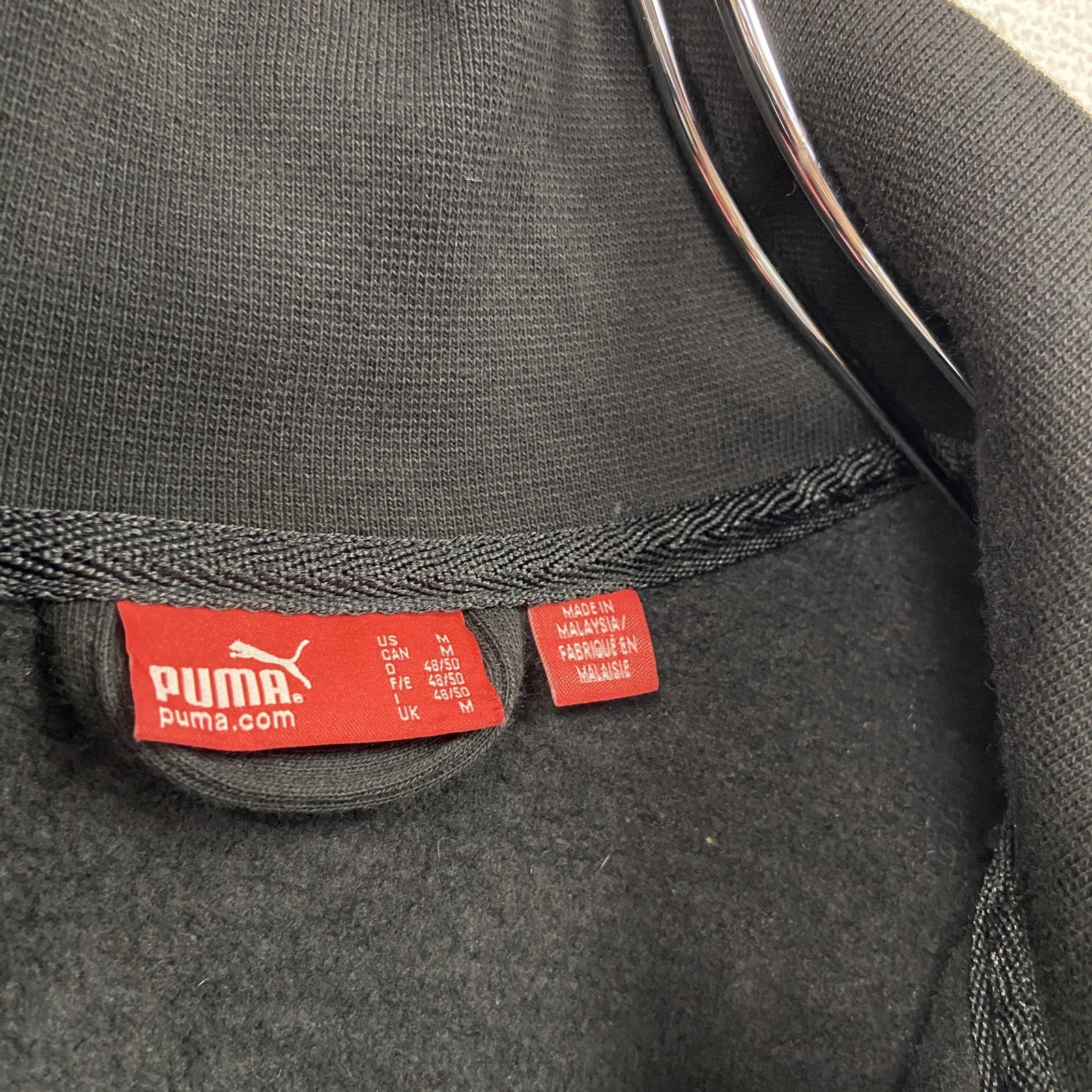 PUMA 　プーマ　長袖フルジップジャージ　ハイネック　バイカラー　黒　ブラック　グレー　灰色　Mサイズ　古着