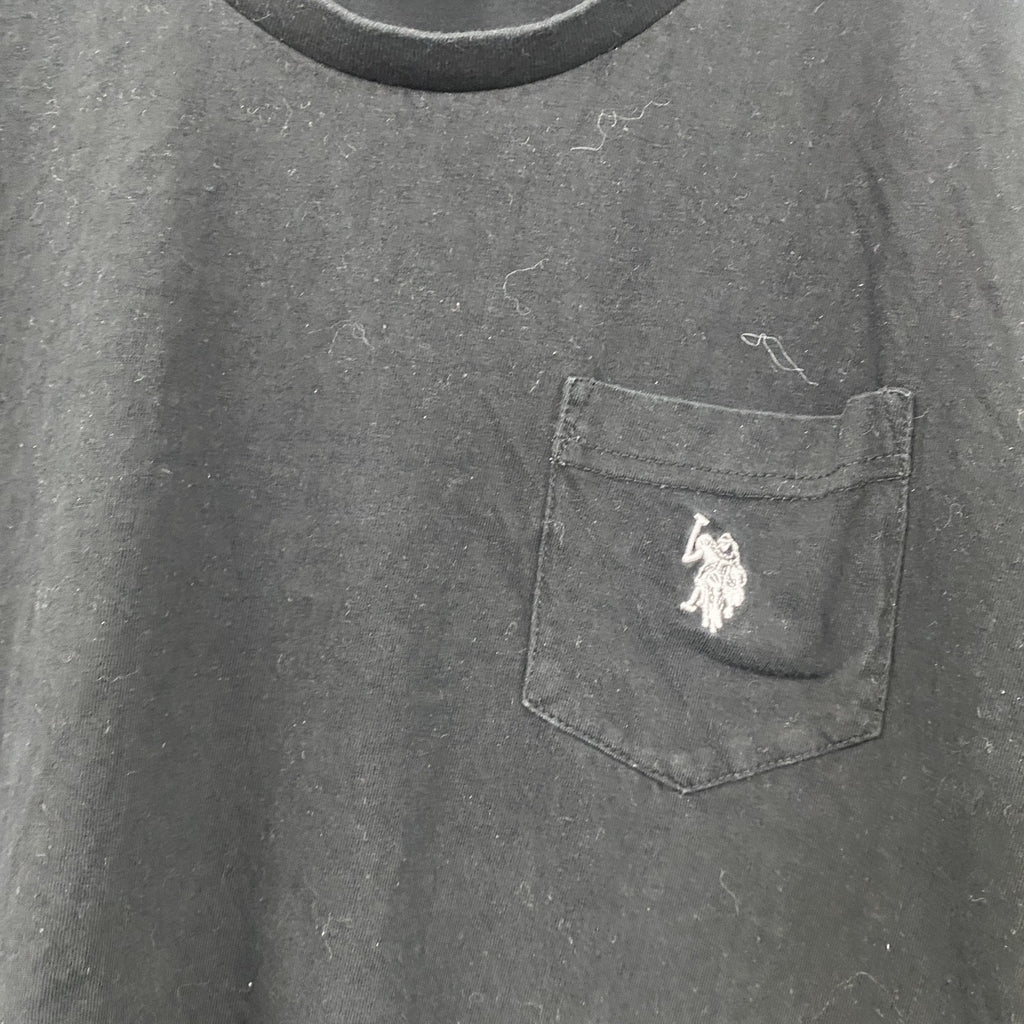 U.S.POLO ASSN　半袖プリントTシャツ　刺繍ロゴ　ワンポイント　黒　ブラック　Sサイズ　古着
