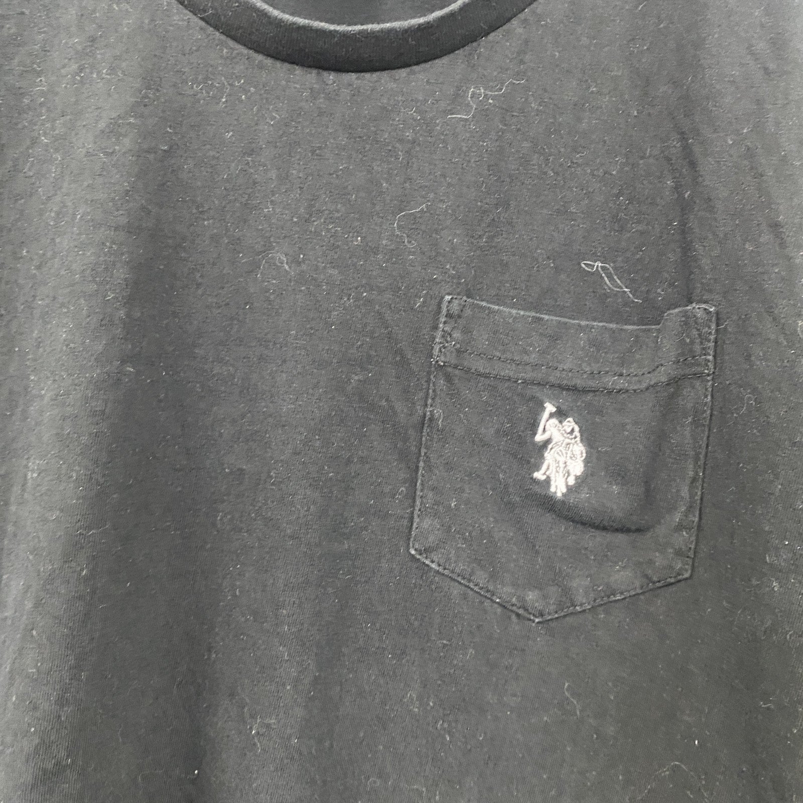 U.S.POLO ASSN　半袖プリントTシャツ　刺繍ロゴ　ワンポイント　黒　ブラック　Sサイズ　古着