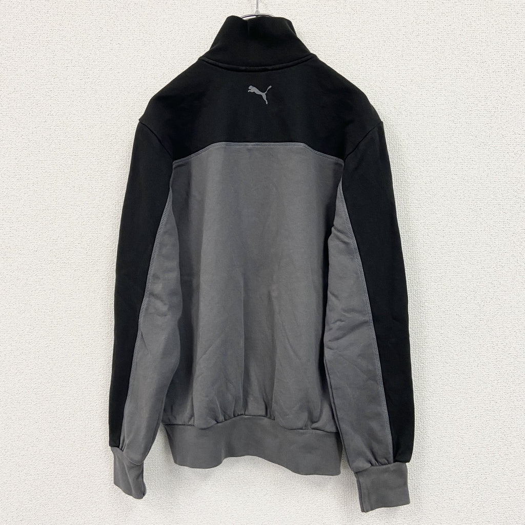 PUMA 　プーマ　長袖フルジップジャージ　ハイネック　バイカラー　黒　ブラック　グレー　灰色　Mサイズ　古着