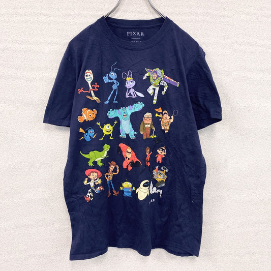 Disney　PIXAR　ピクサー　半袖プリントTシャツ　キャラクターT　キャラクターデザイン　紺　ネイビー　Mサイズ