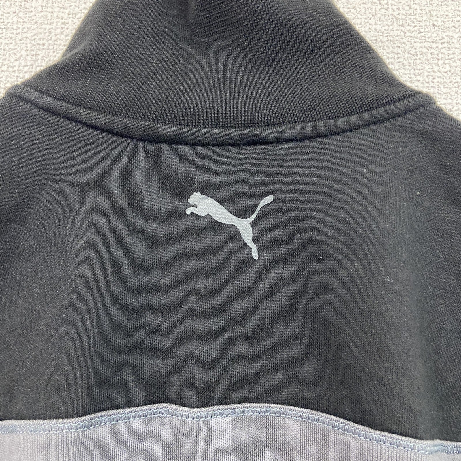 PUMA 　プーマ　長袖フルジップジャージ　ハイネック　バイカラー　黒　ブラック　グレー　灰色　Mサイズ　古着