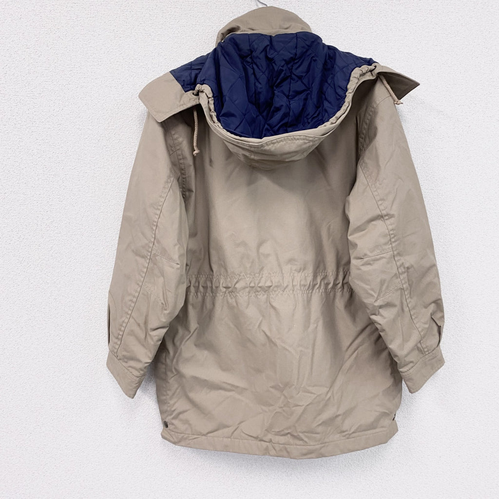 90s　LANDS'END　ランズエンド　マウンテンパーカー　キルティングライナー　中綿入り　ベージュ　XSサイズ　　ヴィンテージ　古着