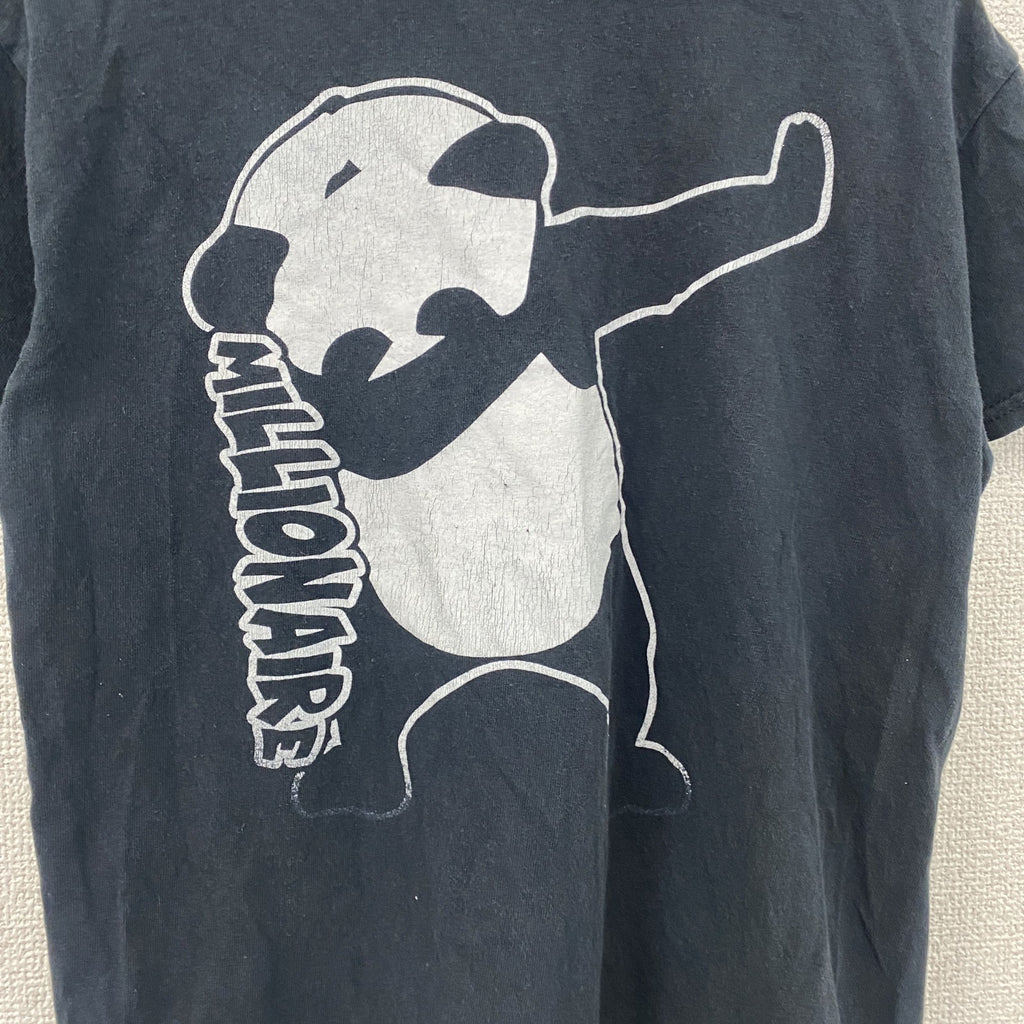 GILDAN　ギルダン　半袖プリントアニマルTシャツ　英字プリント　パンダ　黒　ブラック　Sサイズ　古着