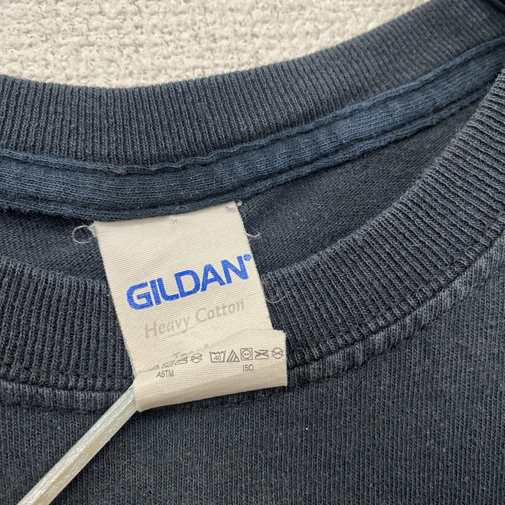 GILDAN　ギルダン　半袖プリントアニマルTシャツ　英字プリント　パンダ　黒　ブラック　Sサイズ　古着