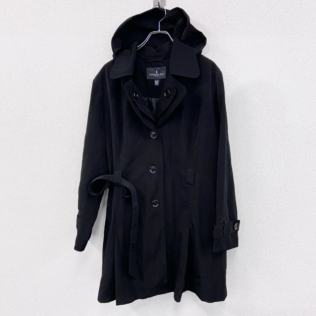 LONDON FOG　ロンドンフォグ　トレンチコート　フーディー　黒　ブラック　XXLサイズ メンズ 古着