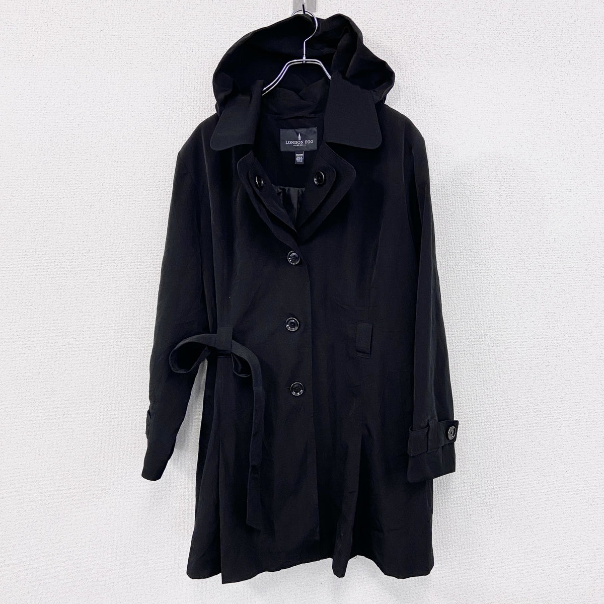 LONDON FOG　ロンドンフォグ　トレンチコート　フーディー　黒　ブラック　XXLサイズ メンズ 古着