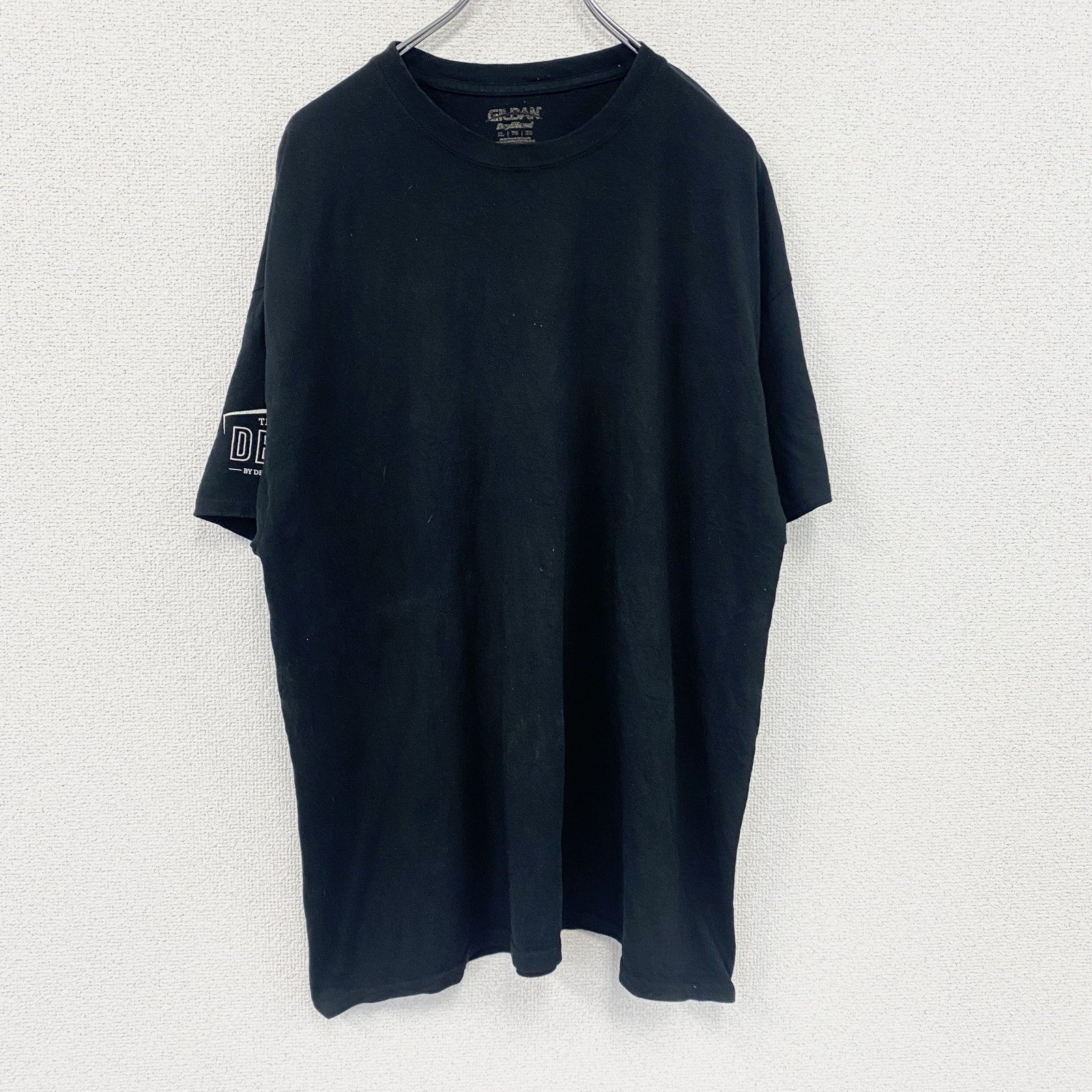 GILDAN　ギルダン　半袖プリントTシャツ　アーチプリント　英字プリント　黒　ブラック　XLサイズ　古着