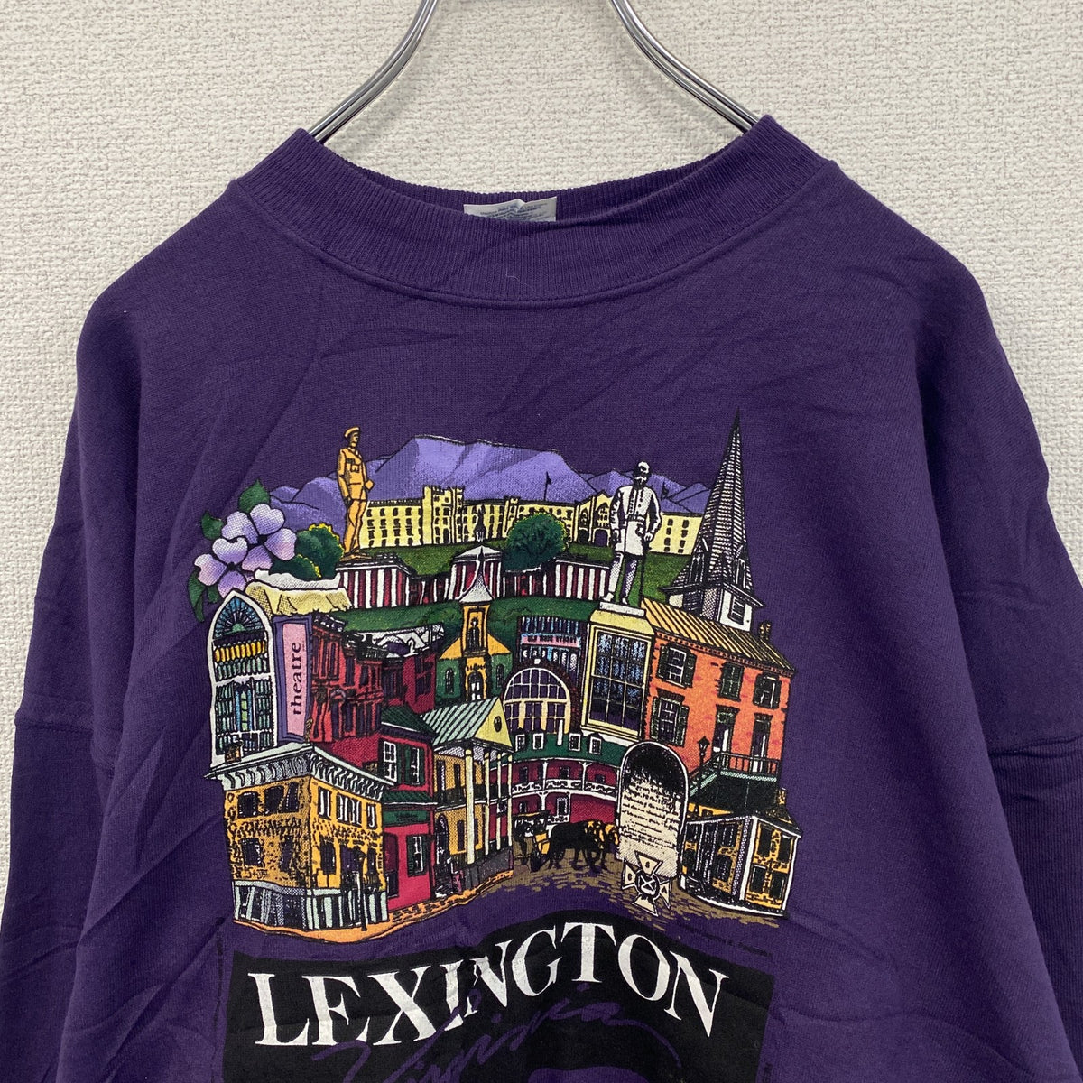 80s～　Hanes　LEXINGTON　スーベニアプリントスウェット/トレーナー　ヴィンテージ　紫　パープル　2XLサイズ　　古着