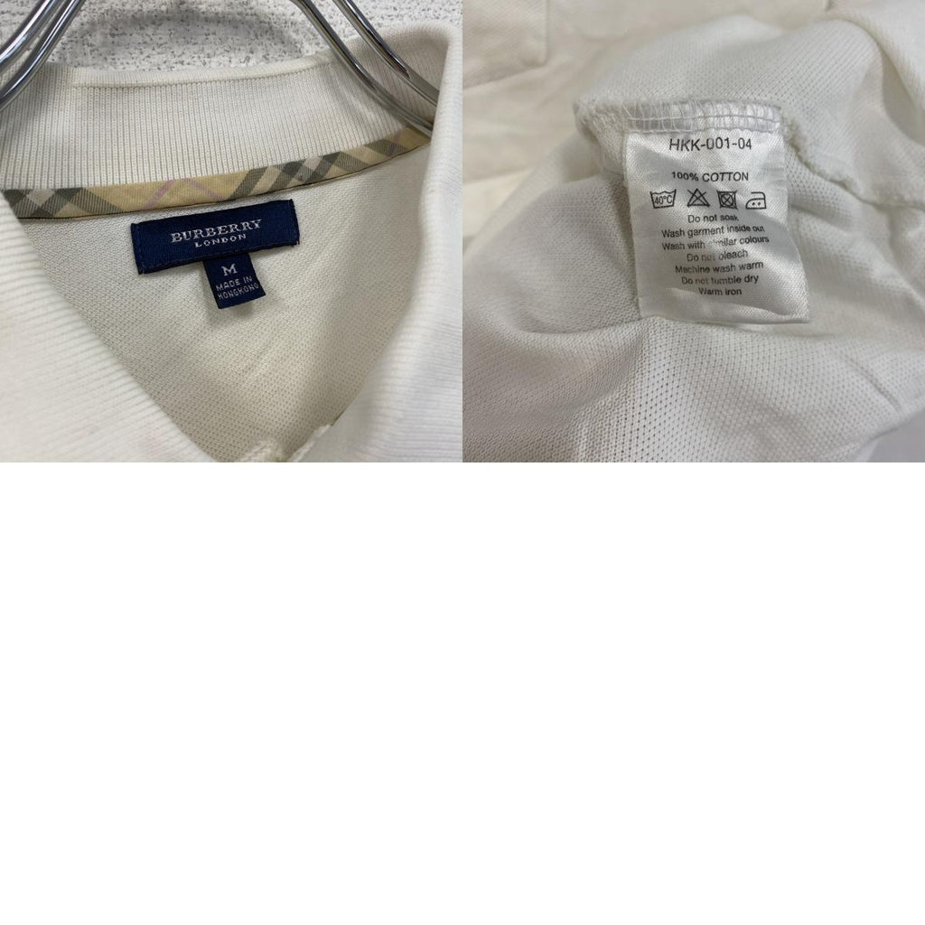 BURBERRY LONDON　バーバリー　半袖ポロシャツ　ノバチェック　白　ホワイト　Mサイズ　古着