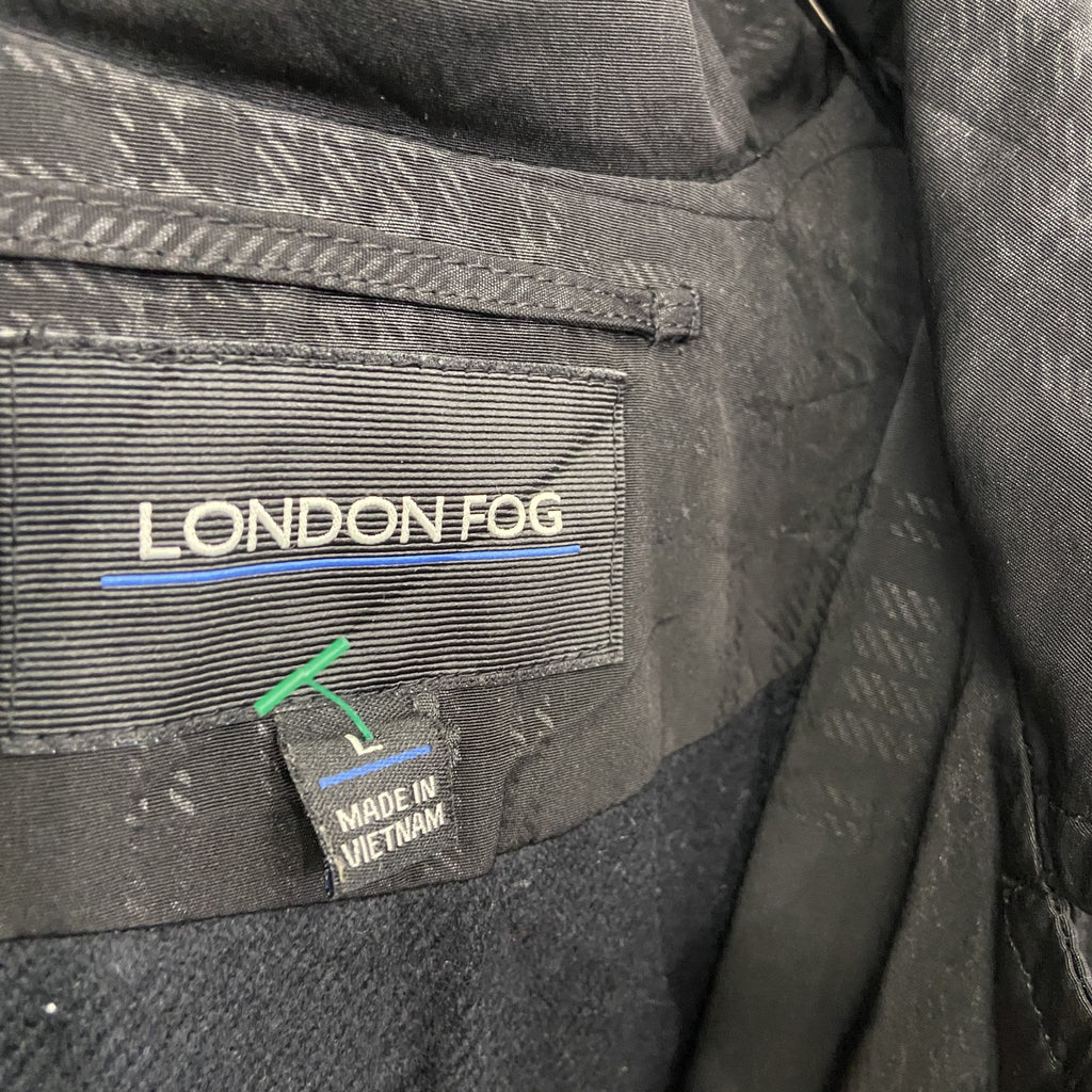 LONDON FOG　ロンドンフォグ　トレンチコート　フーディー　チェック柄　黒　ブラック　Lサイズ　古着