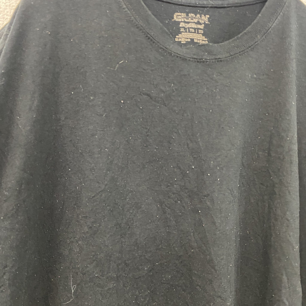 GILDAN　ギルダン　半袖プリントTシャツ　アーチプリント　英字プリント　黒　ブラック　XLサイズ　古着