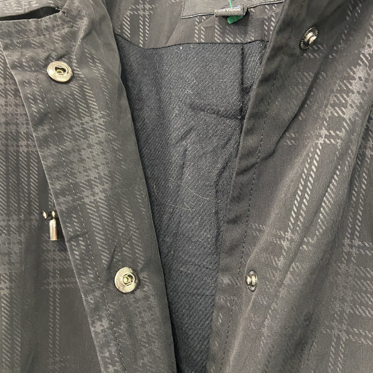 LONDON FOG　ロンドンフォグ　トレンチコート　フーディー　チェック柄　黒　ブラック　Lサイズ　古着