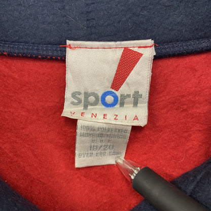 ～90s　sport VENEZIA　ハーフジップフリースプルオーバー　ヴィンテージ　赤　レッド　18/20サイズ