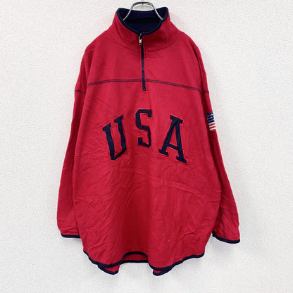 ～90s　sport VENEZIA　ハーフジップフリースプルオーバー　ヴィンテージ　赤　レッド　18/20サイズ