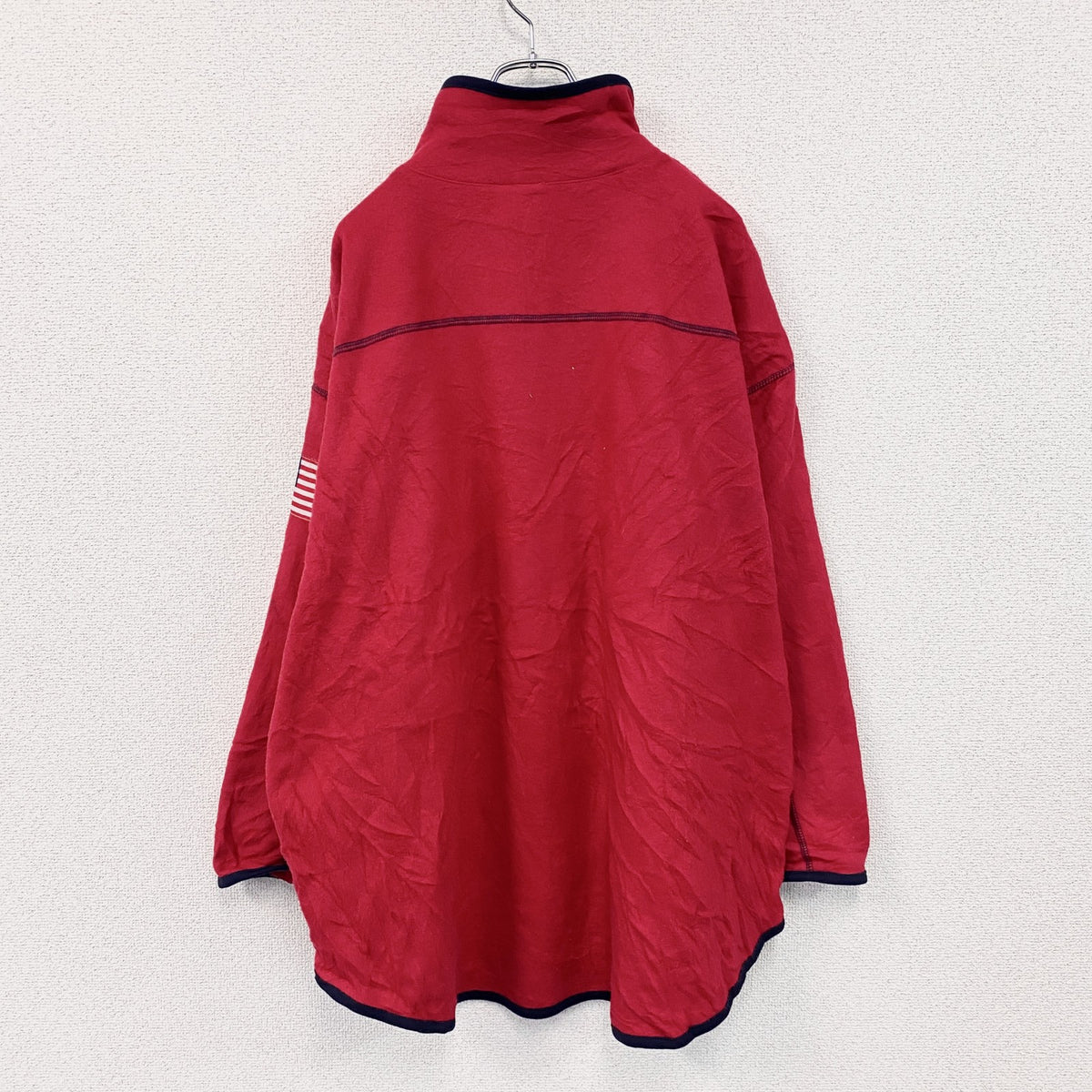 ～90s　sport VENEZIA　ハーフジップフリースプルオーバージャケット　星条旗　ヴィンテージ　赤　レッド　18/20サイズ　古着