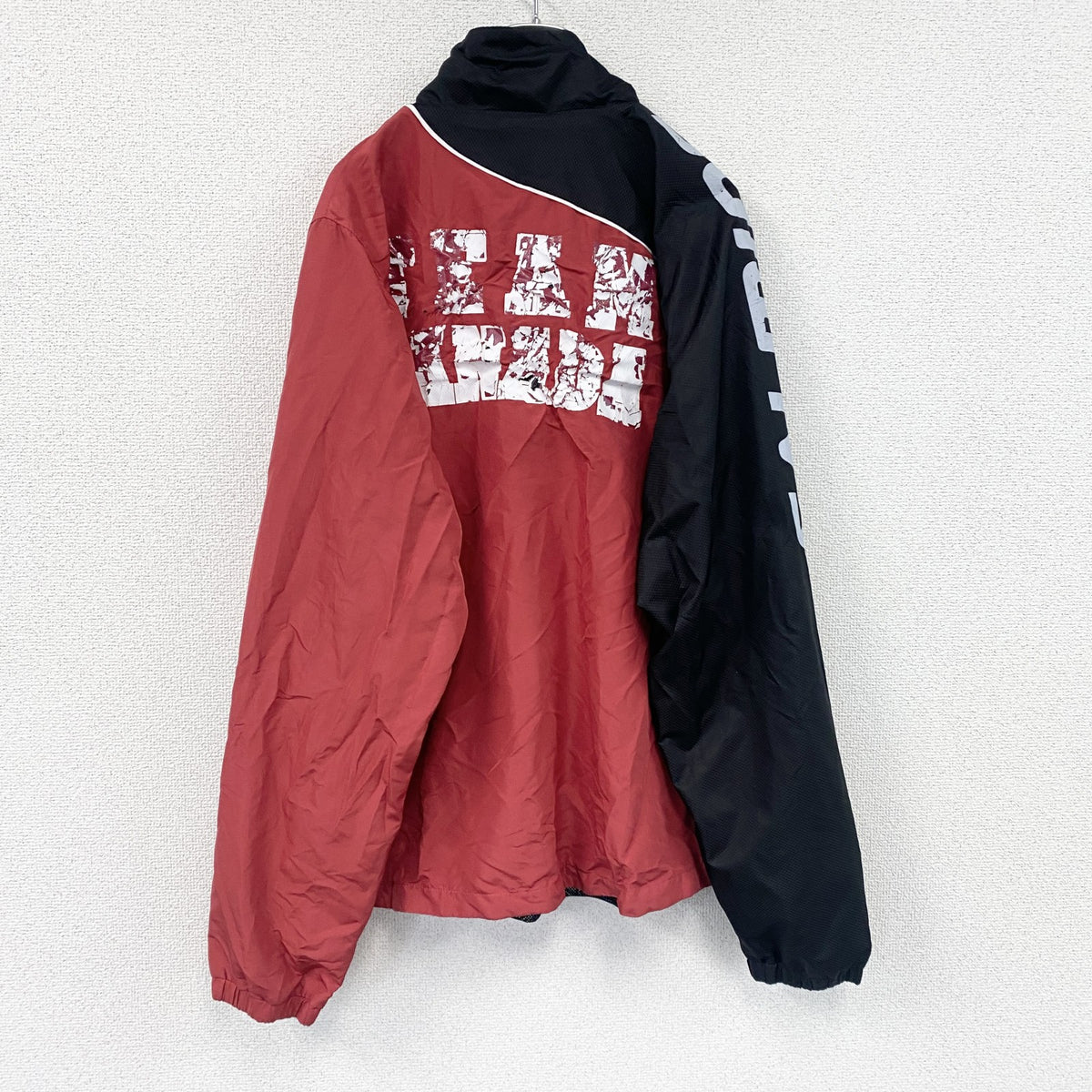 SALMING　フルジップジャケット　ワッペン　赤　レッド　黒　ブラック　XLサイズ　古着