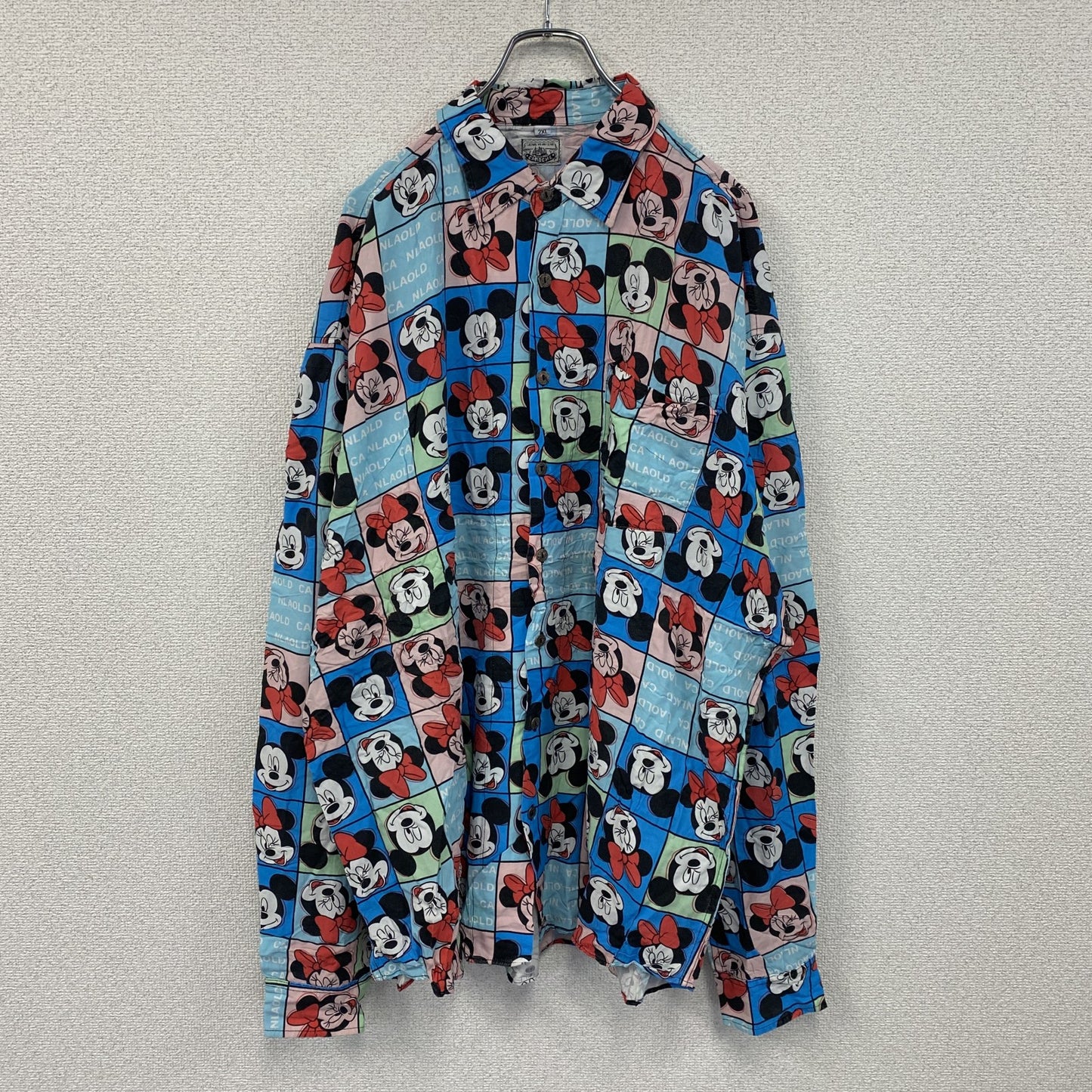 CARDCHE　Disney　ミッキー　ミニー　長袖デザインシャツ　ボタンダウンシャツ　総柄　2XLサイズ