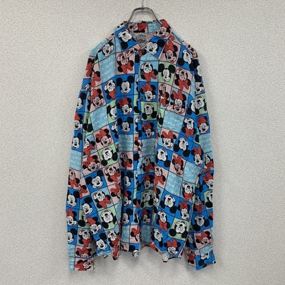 CARDCHE　Disney　ミッキー　ミニー　長袖デザインシャツ　ボタンダウンシャツ　総柄　2XLサイズ