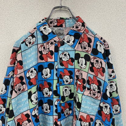 CARDCHE　Disney　ミッキー　ミニー　長袖デザインシャツ　ボタンダウンシャツ　総柄　2XLサイズ