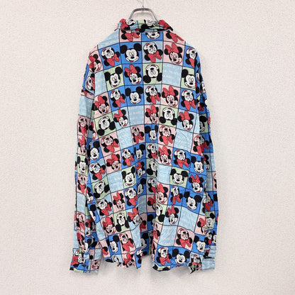 CARDCHE　Disney　ミッキー　ミニー　長袖デザインシャツ　ボタンダウンシャツ　総柄　2XLサイズ