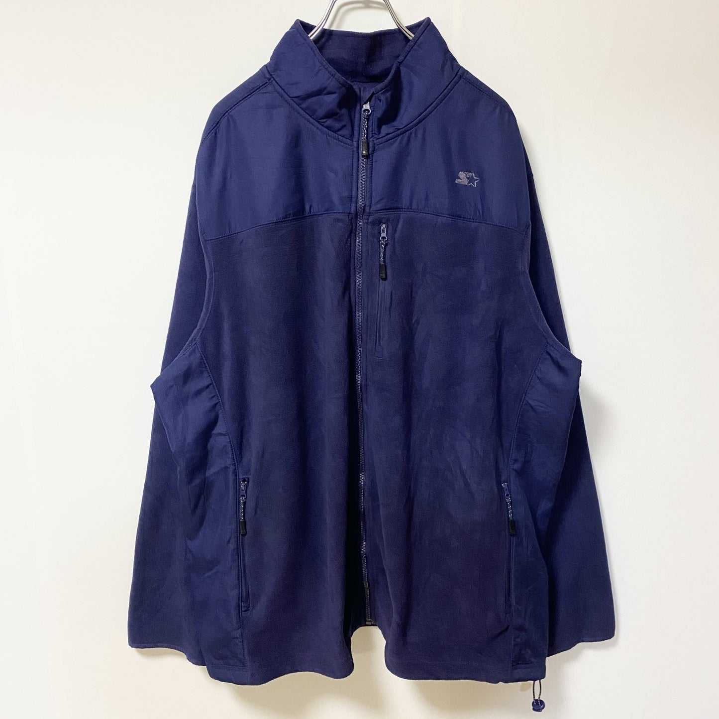 古着 used　STERTER スターター　長袖ジップアップフリースジャケット　ロゴプリント　ネイビー　ノームコア　XXLサイズ