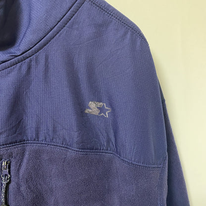 古着 used　STERTER スターター　長袖ジップアップフリースジャケット　ロゴプリント　ネイビー　ノームコア　XXLサイズ