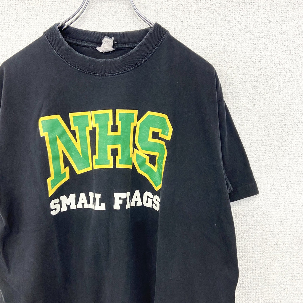 HIS　半袖プリントデザインTシャツ　クルーネック　NHS　フランス　ナルボンヌ　カジュアル　黒　ブラック　Mサイズ　古着