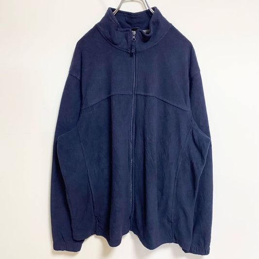 古着 used　STARTER スターター　長袖ジップアップフリースジャケット　ノームコア　無地　シンプル　ネイビー　XLサイズ