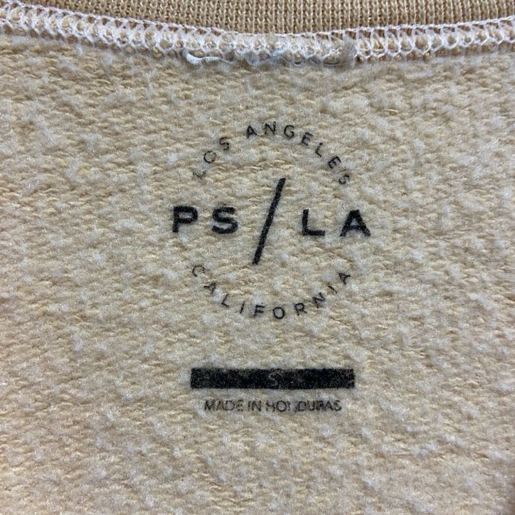 PS/LA　長袖アートプリントクルーネックスウェット　トレーナー　浮世絵　夕日　波　ベージュ　秋冬服　Sサイズ　古着