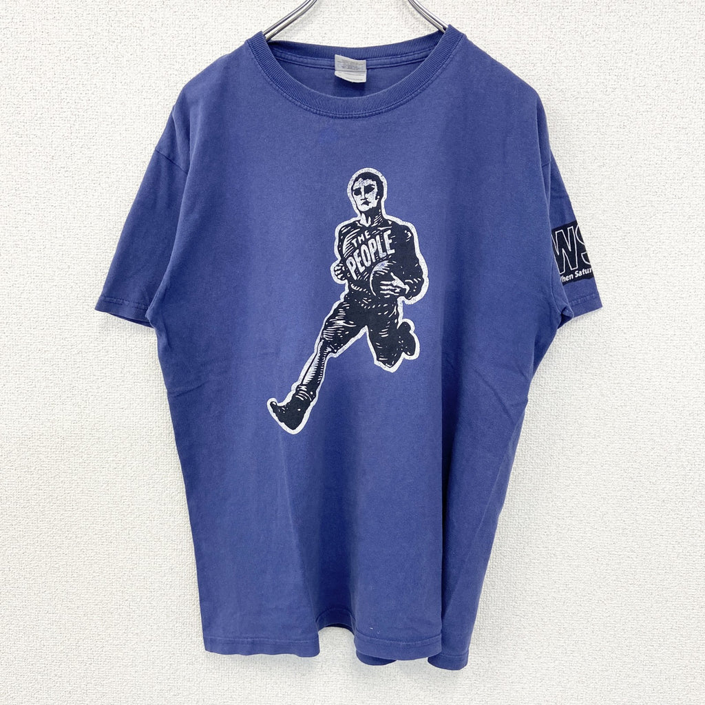 GILDAN ギルダン　半袖プリントTシャツ　クルーネック　カジュアルデザイン　WSC　レトロ　青　ブルー　Mサイズ　古着