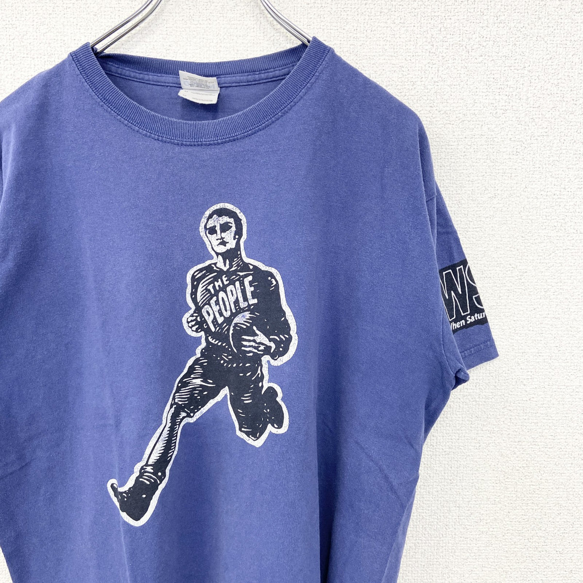 GILDAN ギルダン　半袖プリントTシャツ　クルーネック　カジュアルデザイン　WSC　レトロ　青　ブルー　Mサイズ　古着