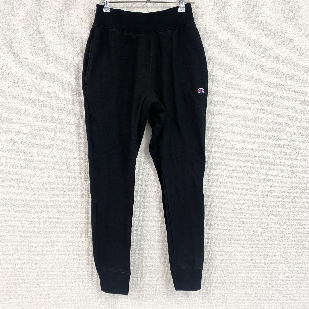 Champion　チャンピオン　リバースウィーブ　スウェットパンツ　イージーパンツ　ヘビーウエイト　ワンポイント刺繍ロゴ　現行　黒　ブラック　Sサイズ スウェットボトム トレーナー スウェットトップス 古着