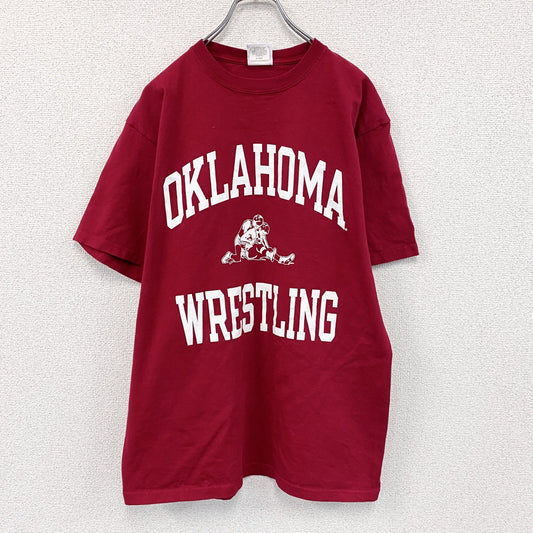 00s　champion　チャンピオン　半袖Tシャツ　3連プリント　カレッジタイプ　赤　レッド　Lサイズ