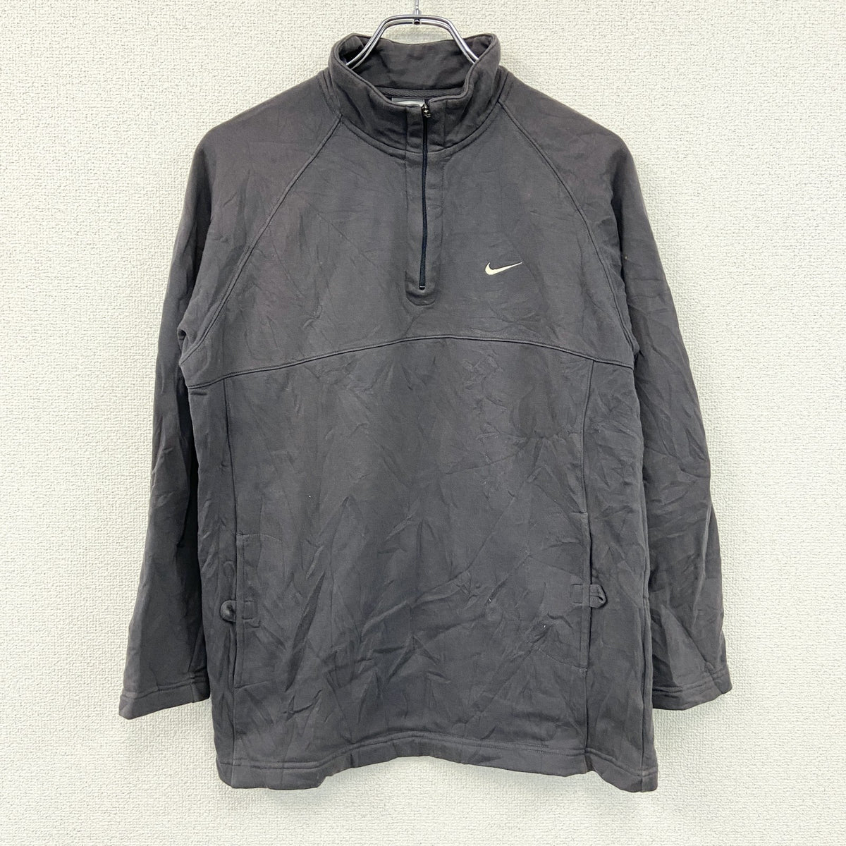 NIKE　ナイキ　ハーフジップスウェット/トレーナー　スウィッシュロゴ　黒　ブラック　Lサイズ　古着