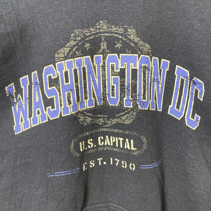 古着 used　WASHINTON DC　長袖スウェットパーカー　ロゴプリント　1790　ネイビー　プルオーバー　Mサイズ