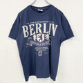 FOX ORIGINALS　半袖プリントTシャツ　クルーネック　ドイツ　ベルリン　クルーネック　青　ブルー　Mサイズ　古着