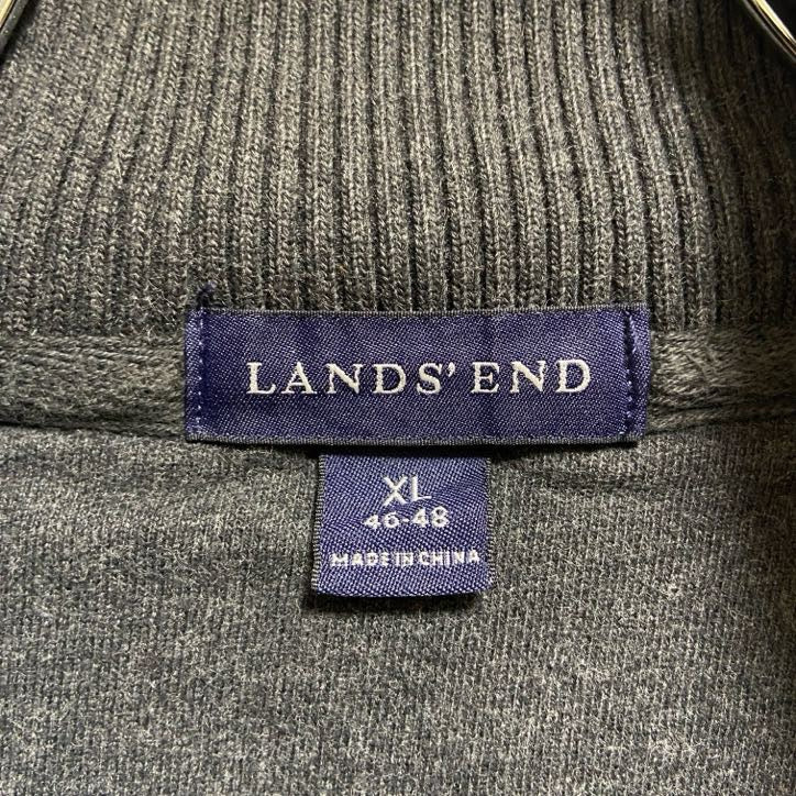 古着 used　LANDS'END　ランズエンド　長袖ジップアップスウェット　トレーナー　ダークグレー　オーバーサイズ　XLサイズ