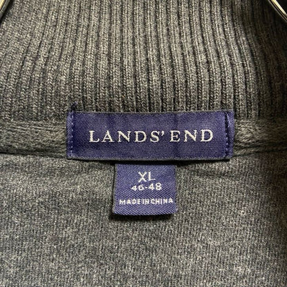 古着 used　LANDS'END　ランズエンド　長袖ジップアップスウェット　トレーナー　ダークグレー　オーバーサイズ　XLサイズ