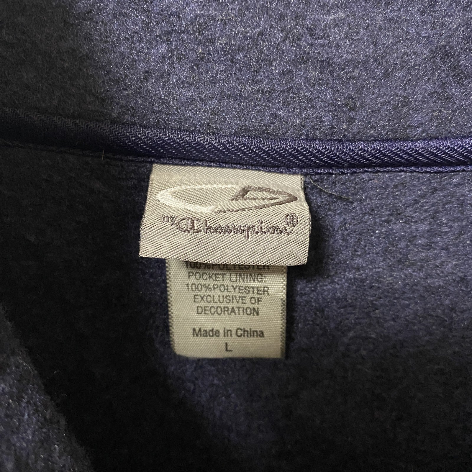 C9 by Champion チャンピオン　長袖ハーフジップニット　裏フリース　ハイネック　ネイビー　紺　Lサイズ　古着