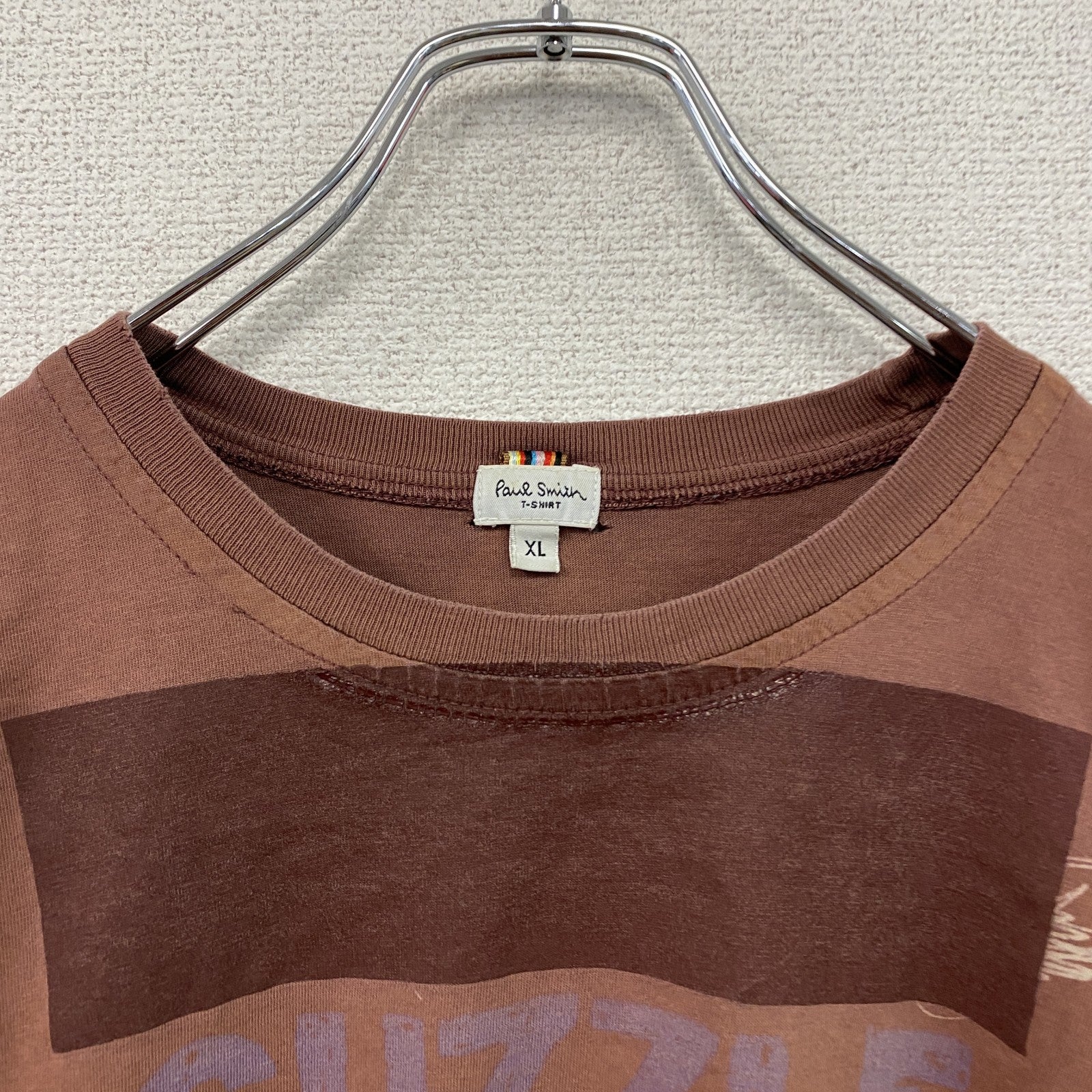 Paul Smith　ポールスミス　半袖プリントTシャツ　GUZZLE　モト・グッツィ　茶色　ブラウン　XLサイズ　古着