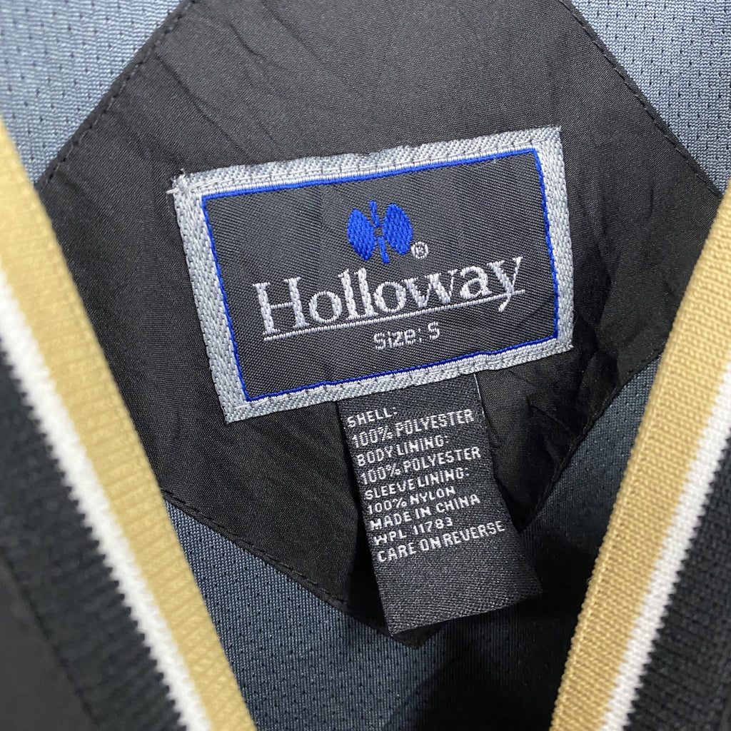 90s　Holloway　ホロウェイ　プルオーバージャケット　刺繍ロゴ　ワッペン　Vネック　ヴィンテージ　黒　ブラック　Sサイズ　古着