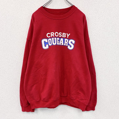 CROSBY COUGARS　スウェット/トレーナー　2連プリント　カレッジタイプ　赤　レッド　