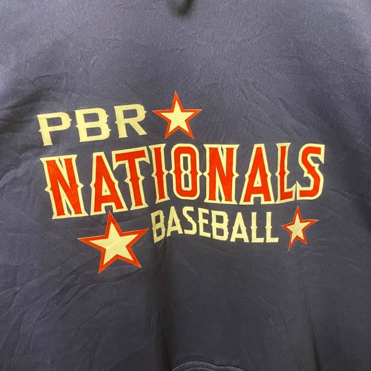 古着 used　Sport-Tek　PBR NATIONALS BASEBALL　長袖プリントパーカー　ネイビー　XXXLサイズ