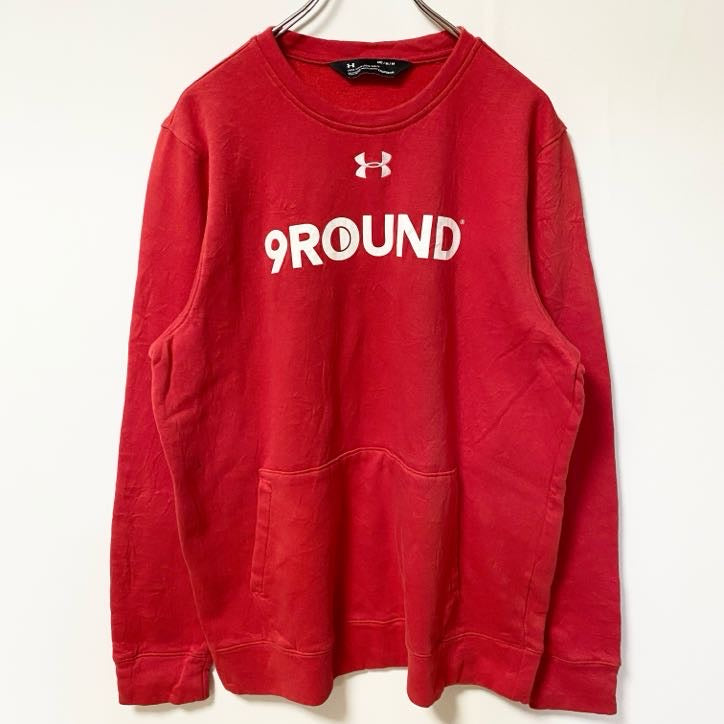 UNDER ARMOUR アンダーアーマー　長袖ロゴプリントスウェット　トレーナー　レッド　クルーネック　Mサイズ　古着