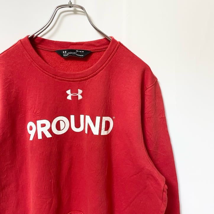 UNDER ARMOUR アンダーアーマー　長袖ロゴプリントスウェット　トレーナー　レッド　クルーネック　Mサイズ　古着