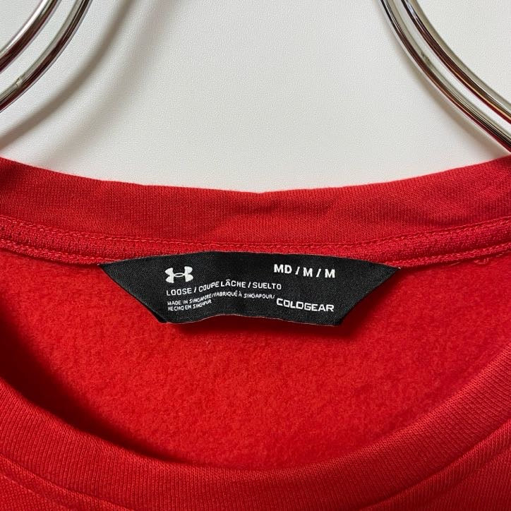 UNDER ARMOUR アンダーアーマー　長袖ロゴプリントスウェット　トレーナー　レッド　クルーネック　Mサイズ　古着