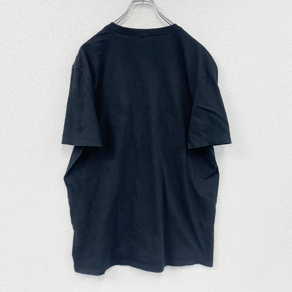 10Fitness　半袖プリント企業Tシャツ　ジムT　デカロゴ　クルーネック　黒　ブラック カットソー メンズ 古着