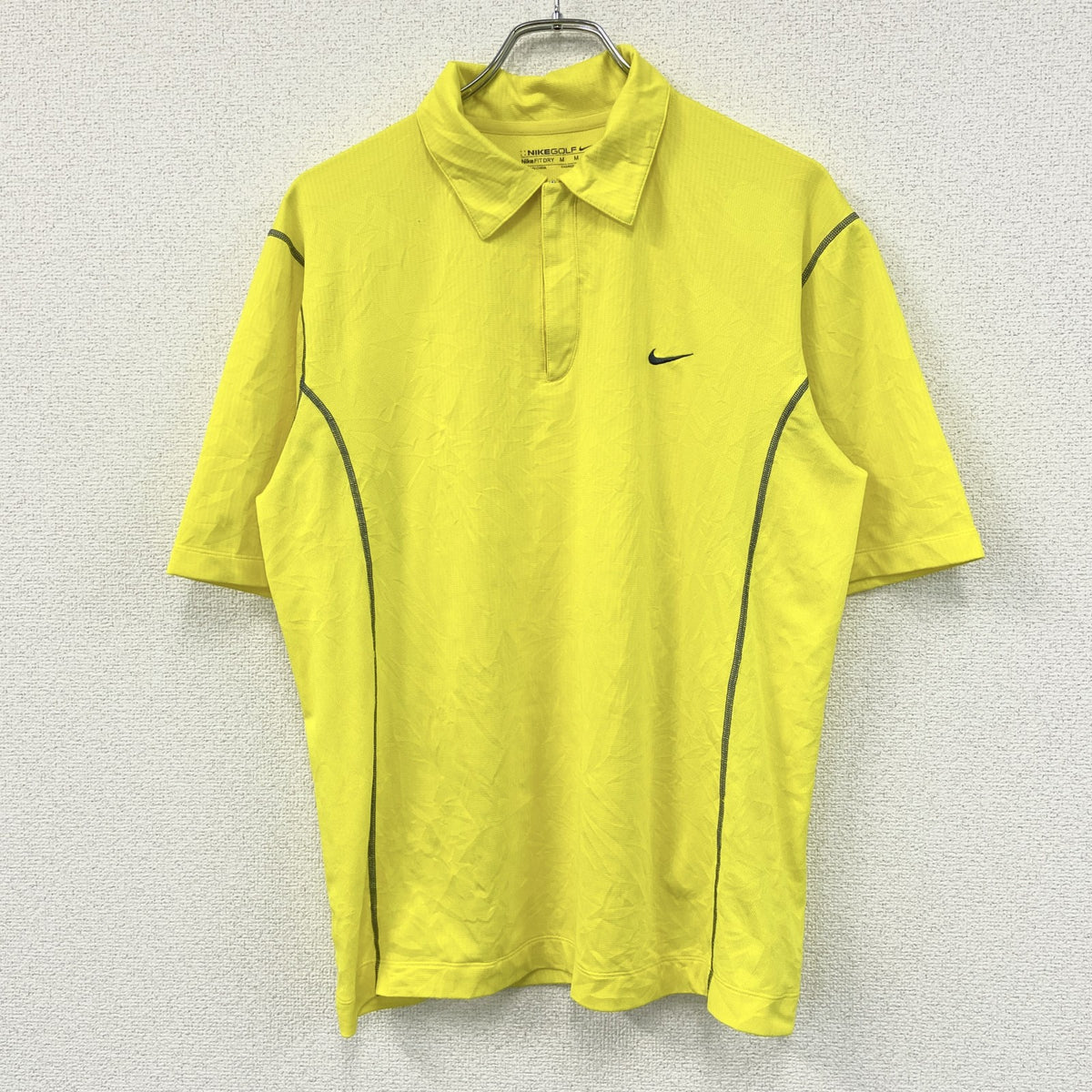 NIKE GOLF　ナイキゴルフ　半袖ポロシャツ　刺ロゴ　黄色　イエロー　Mサイズ　古着